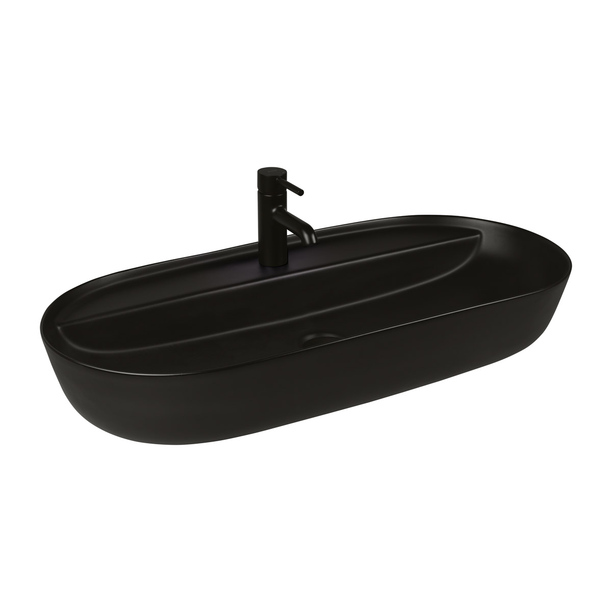 Oltens Hamnes lavabo 80x40 cm ovale da appoggio nero 41815300