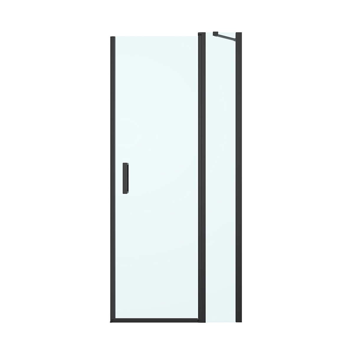 Oltens Verdal porta doccia 80 cm a battente nero opaca/vetro trasparente 21203300