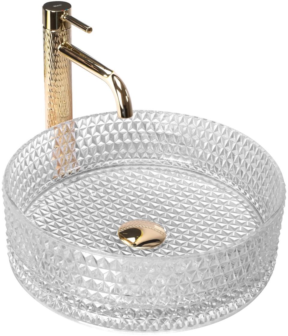 Rea Cristal lavabo 35.5x35.5 cm rotonda da appoggio REA-U9670