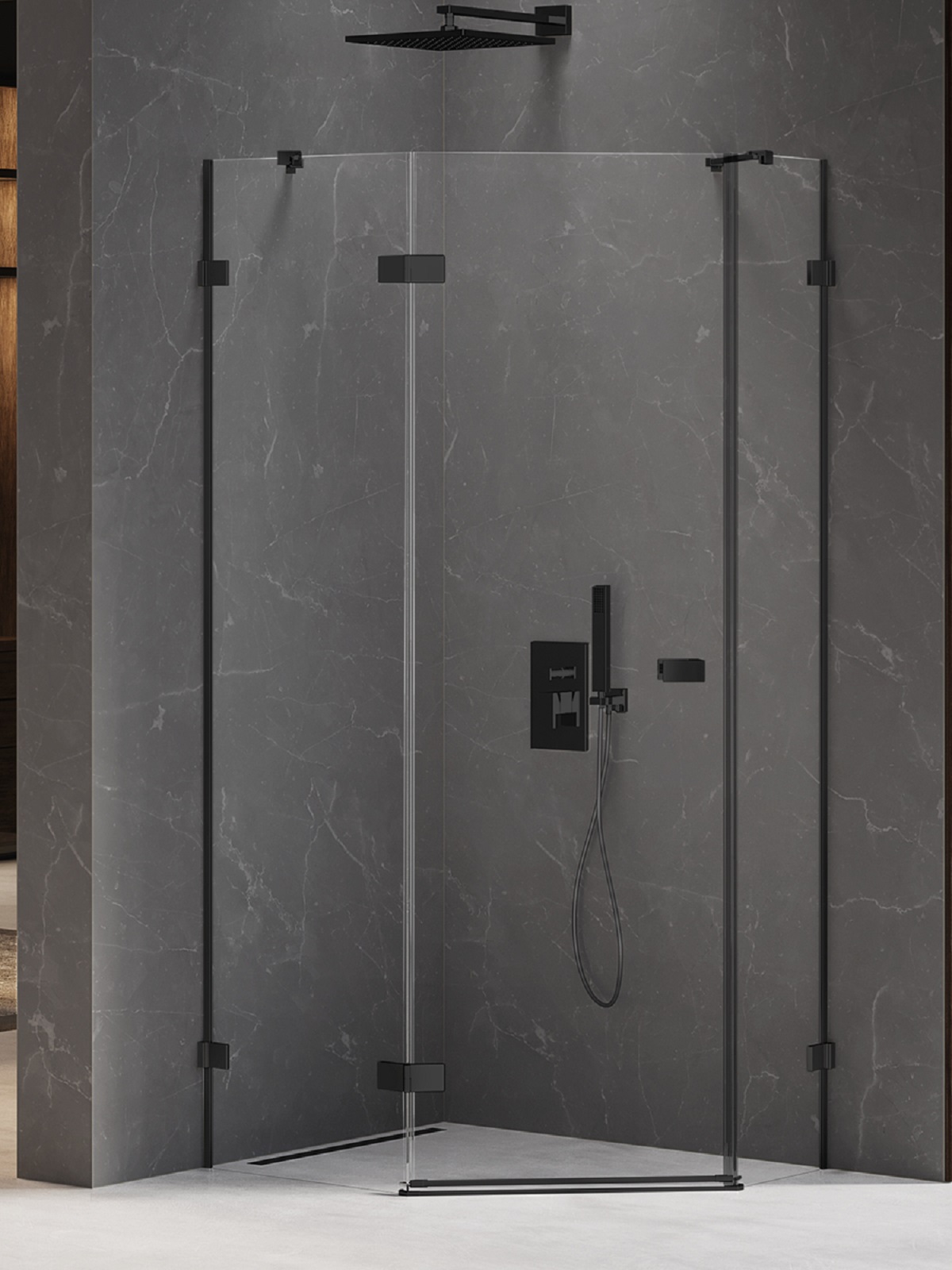 New Trendy Avexa Black box doccia 100x80 cm nero opaca/vetro trasparente EXK-3881