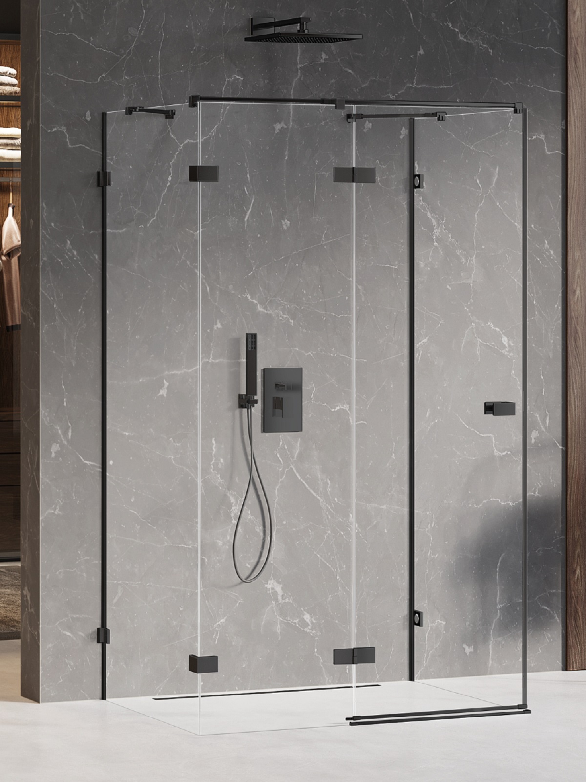 New Trendy Avexa Black box doccia 110x80 cm rettangolare nero opaca/vetro trasparente EXK-2599