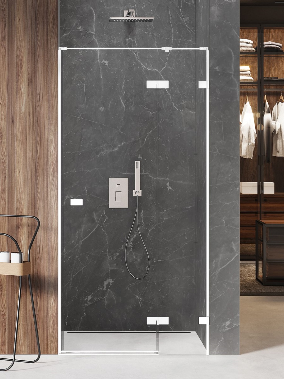 New Trendy Avexa White porta doccia 80 cm a battente bianco opaca/vetro trasparente EXK-2688