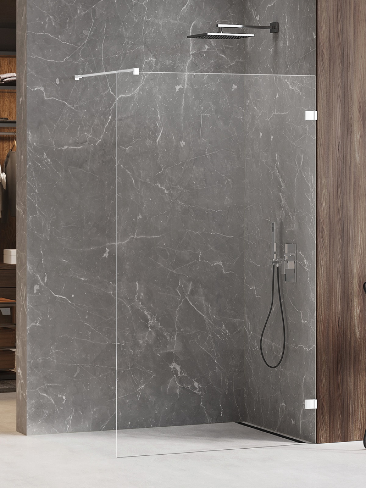 New Trendy Avexa White parete doccia walk-in 60 cm bianco opaca/vetro trasparente EXK-2927