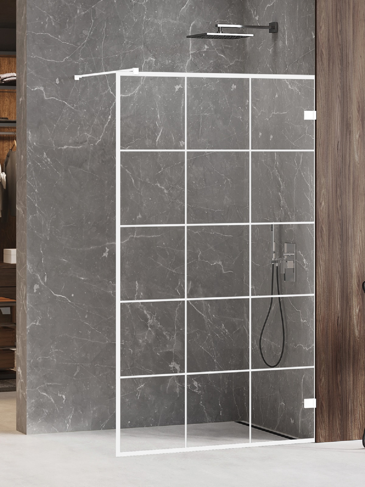 New Trendy Avexa White parete doccia walk-in 100 cm bianco opaca/vetro trasparente EXK-2985