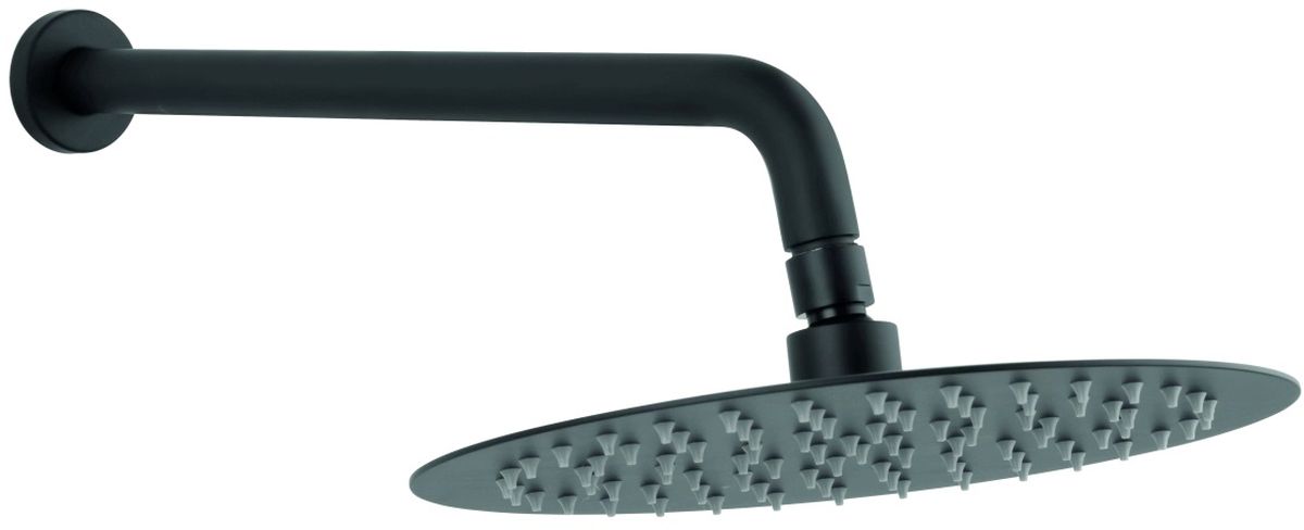 Ferro soffione doccia con braccio 25x25 cm rotonda nero NPT13BL