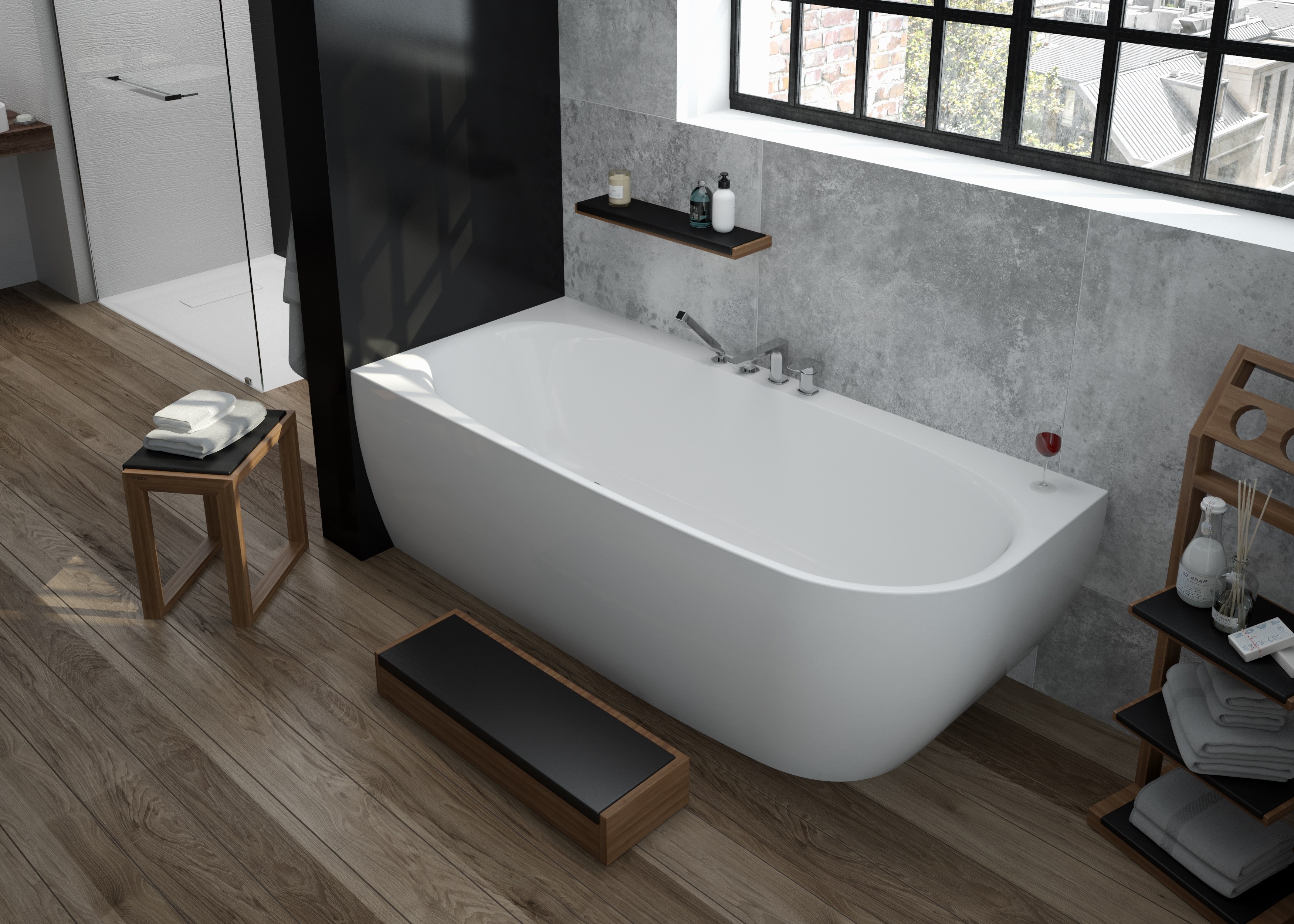 Hoesch iSensi vasca da bagno a parete 170x75 cm rettangolare bianco 3814.010