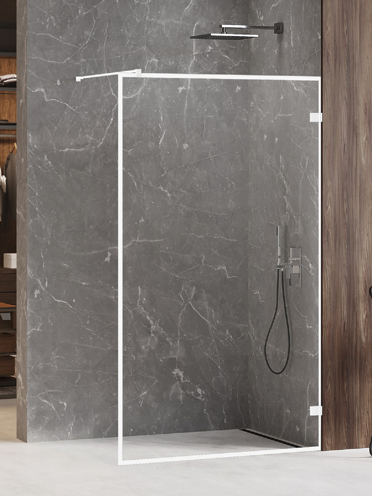 New Trendy Avexa White parete doccia walk-in 120 cm bianco opaca/vetro trasparente EXK-3007