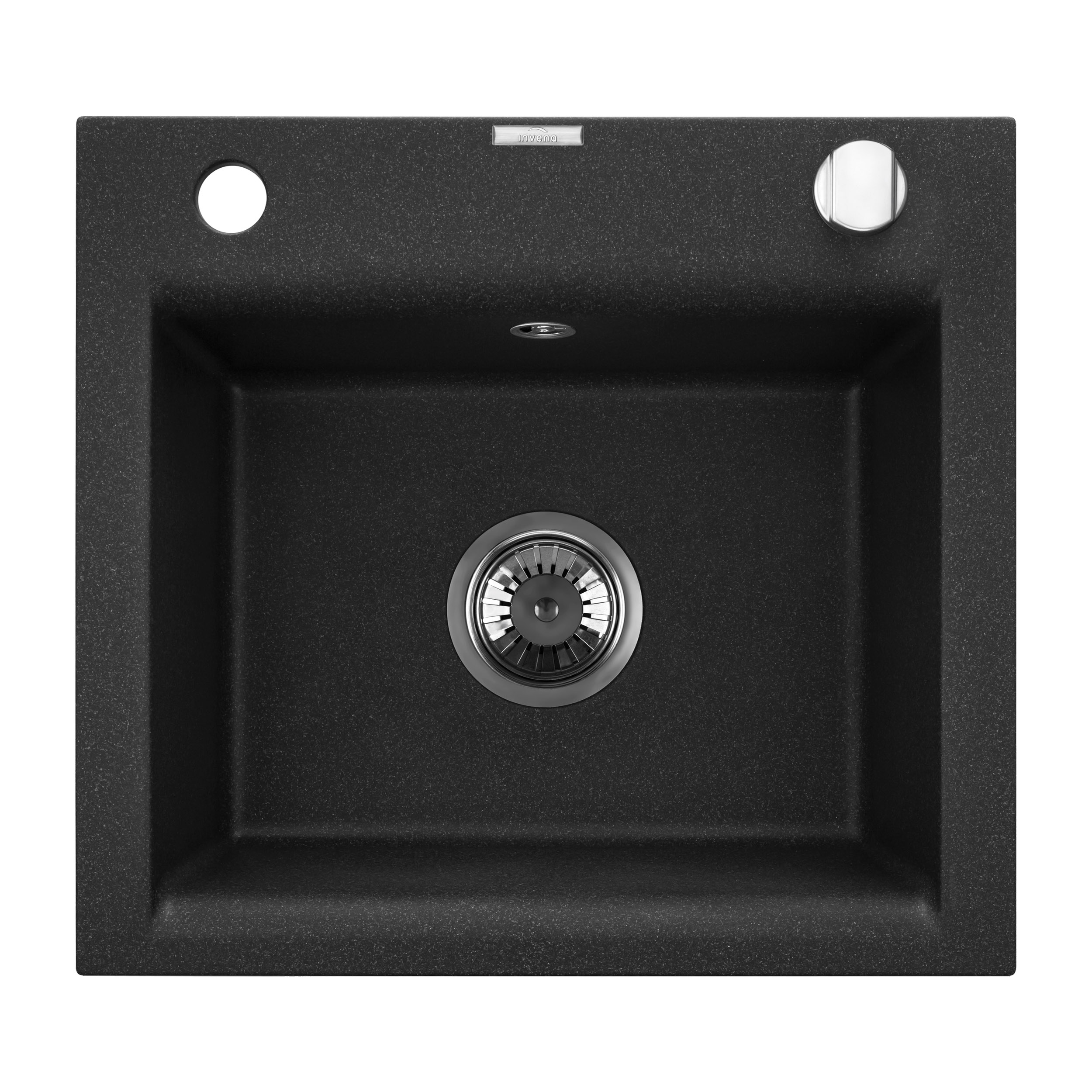 Invena Tesalia lavello in granito 48x44 cm nero AZ-01-041