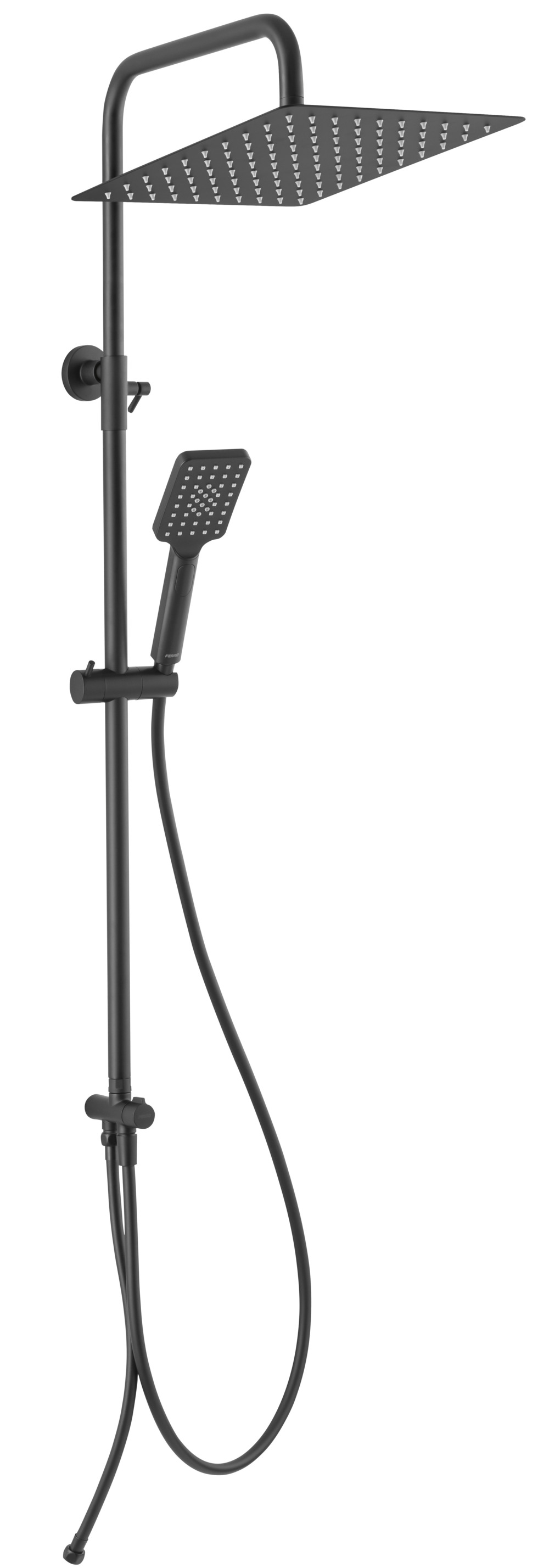 Ferro Wizard Square Pro set doccia a parete con soffione nero NP48BL