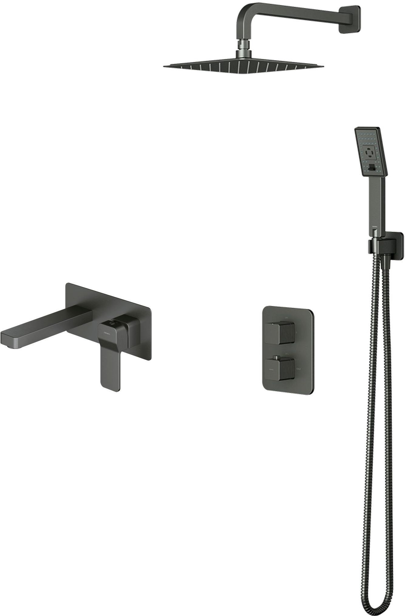 Set set doccia Omnires Slide SYSSL11GR, rubinetto per lavabo Omnires Slide SL7715GR