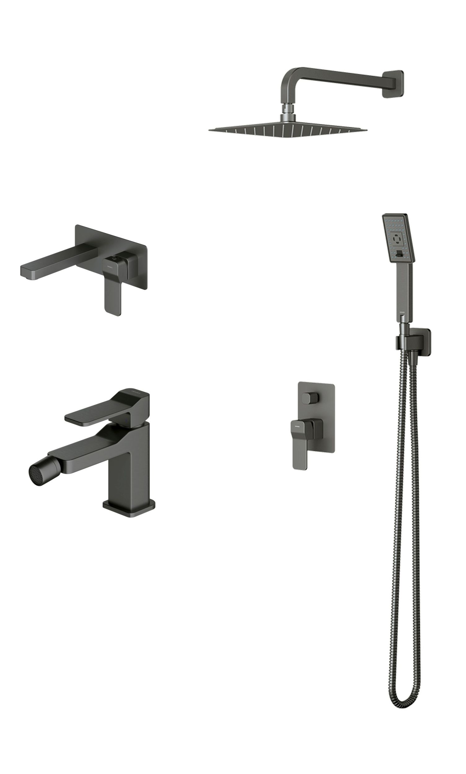 Set set doccia Omnires Slide SYSSL12GR, rubinetto per lavabo Omnires Slide SL7715GR, SL7720GR