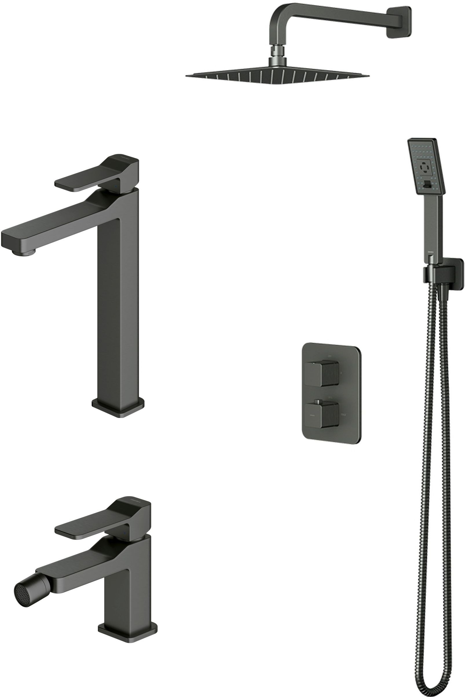 Set set doccia Omnires Slide SYSSL11GR, rubinetto per lavabo Omnires Slide SL7712GR, SL7720GR