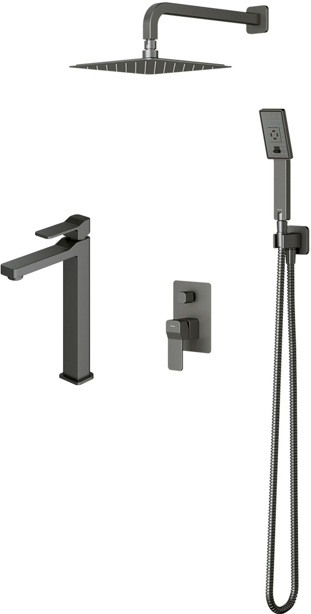 Set set doccia Omnires Slide SYSSL12GR, rubinetto per lavabo Omnires Slide SL7712GR