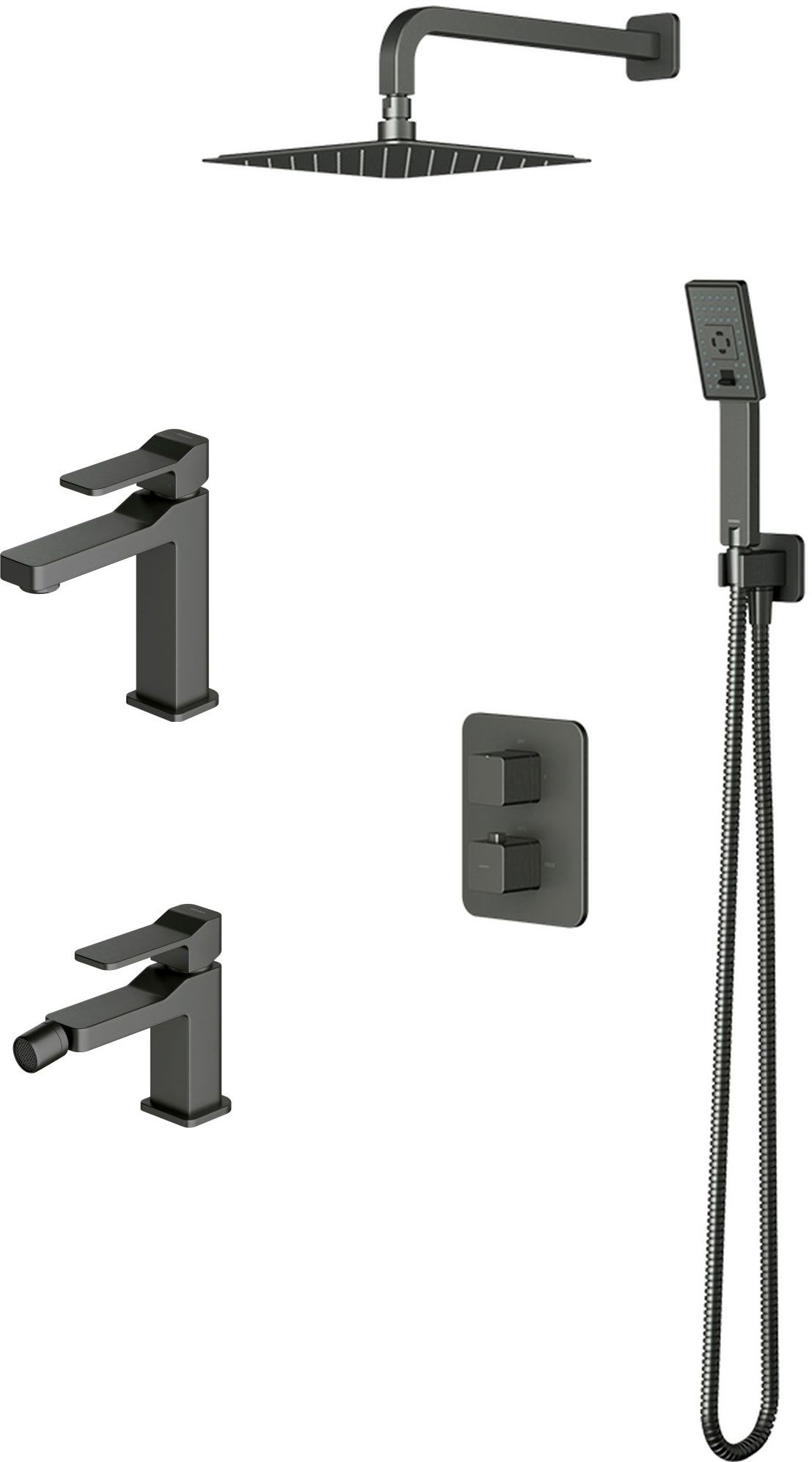 Set set doccia Omnires Slide SYSSL11GR, rubinetto per lavabo Omnires Slide SL7710GR, SL7720GR