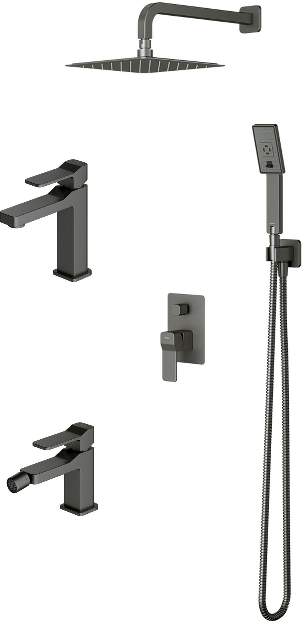 Set set doccia Omnires Slide SYSSL12GR, rubinetto per lavabo Omnires Slide SL7710GR, SL7720GR
