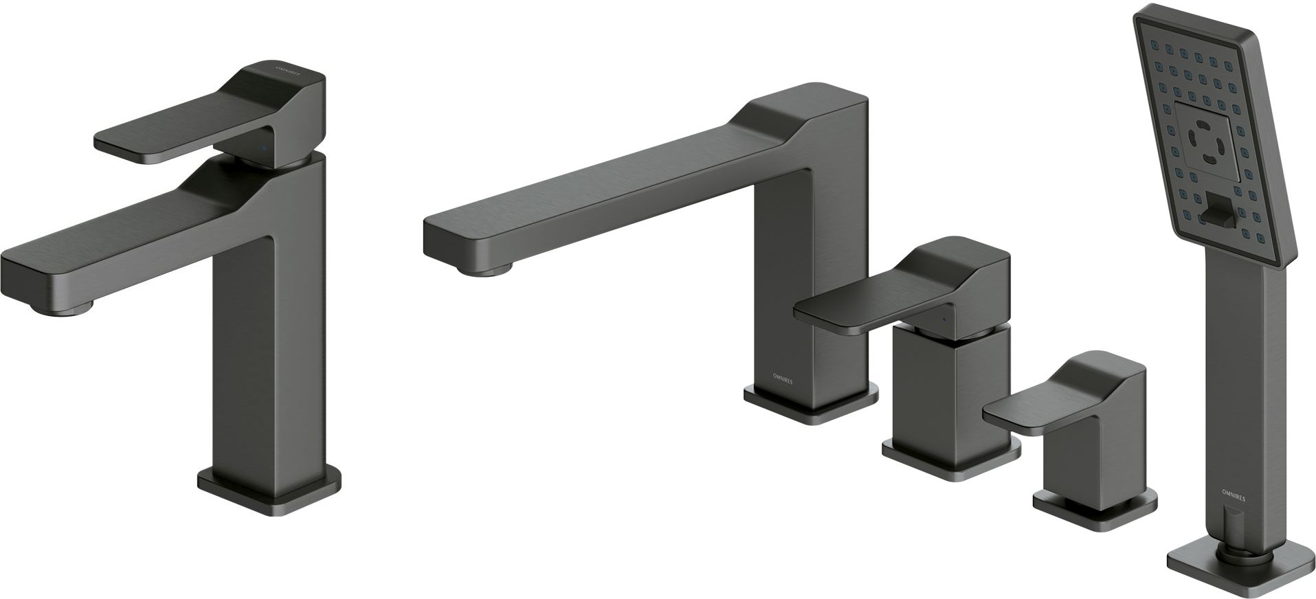 Set rubinetto per vasca e doccia Omnires Slide SL7732GR, rubinetto per lavabo Omnires Slide SL7710GR