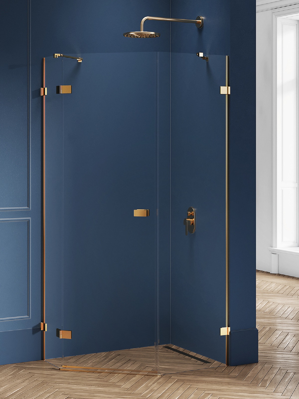New Trendy Avexa Gold Brushed box doccia 100x80 cm oro spazzolata/vetro trasparente EXK-3860