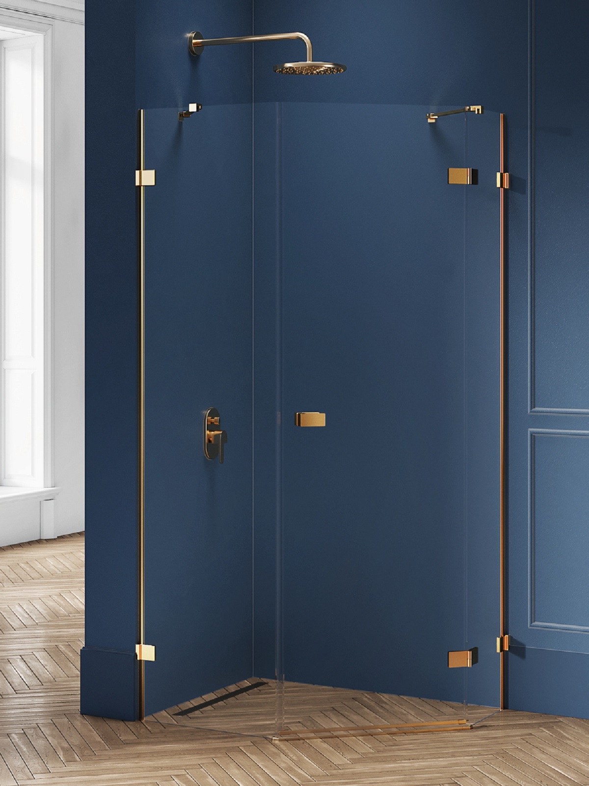 New Trendy Avexa Gold Brushed box doccia 100x80 cm oro spazzolata/vetro trasparente EXK-3861