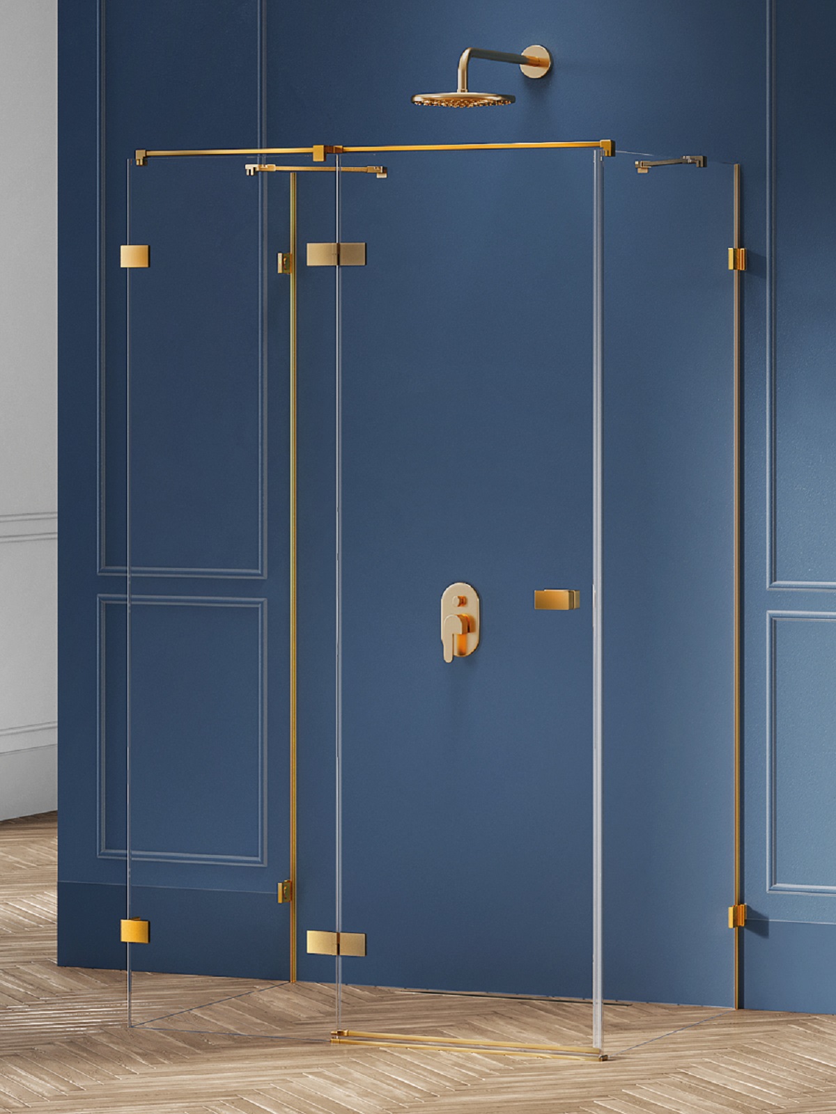 New Trendy Avexa Gold Brushed box doccia 110x70 cm rettangolare oro spazzolata/vetro trasparente EXK-3088
