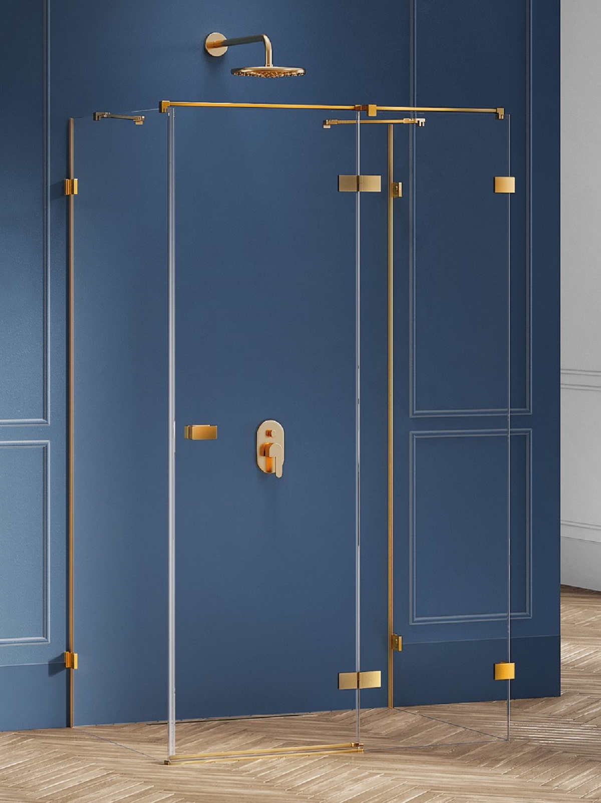 New Trendy Avexa Gold Brushed box doccia 110x100 cm rettangolare oro spazzolata/vetro trasparente EXK-3116