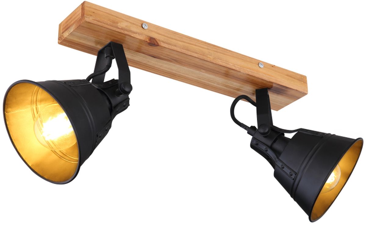 Globo Lighting Günther lampada da soffitto 2x60 W nero-oro -legno 15466S-2