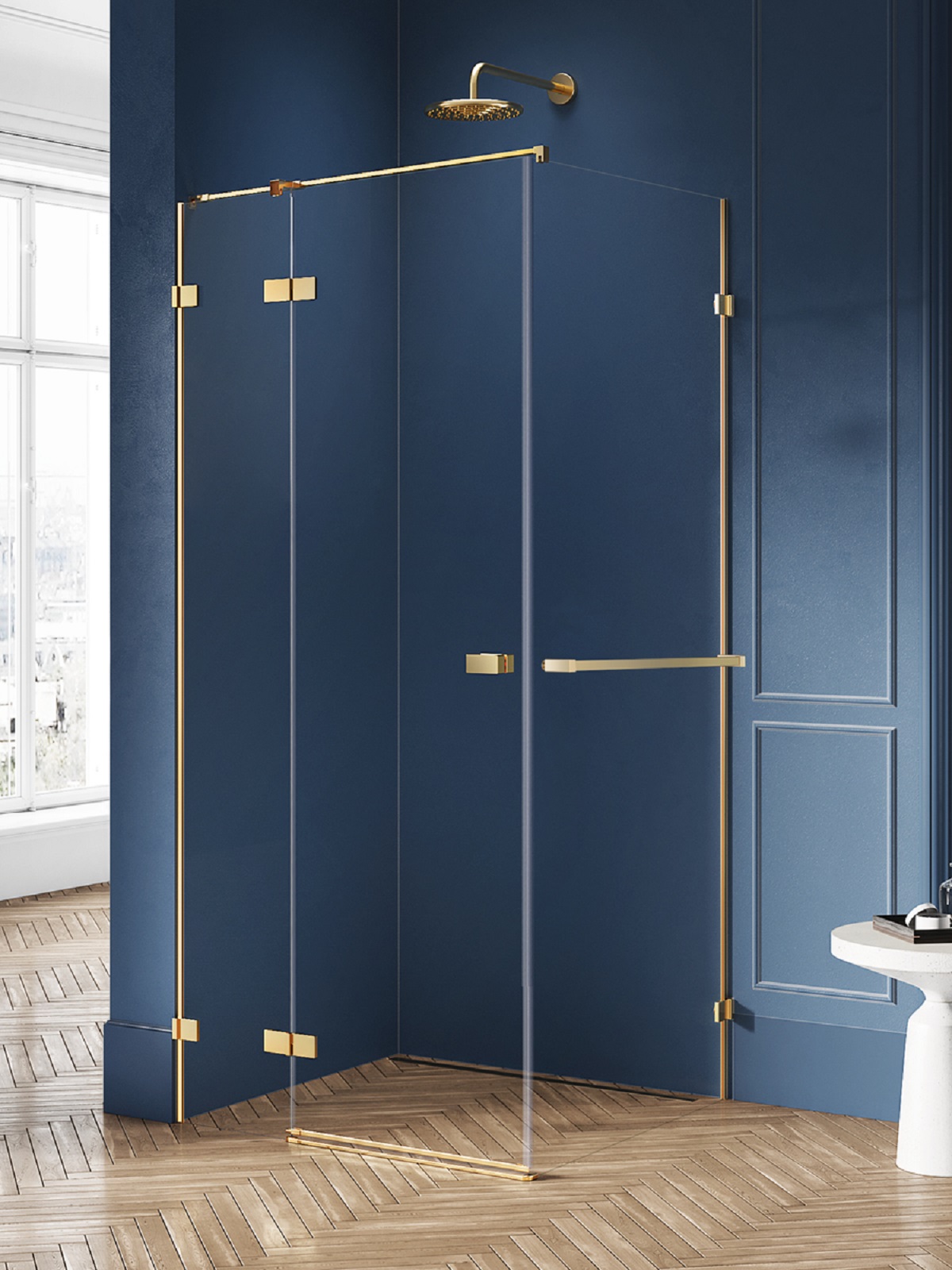 New Trendy Avexa Gold Brushed box doccia 120x100 cm rettangolare oro spazzolata/vetro trasparente EXK-3037