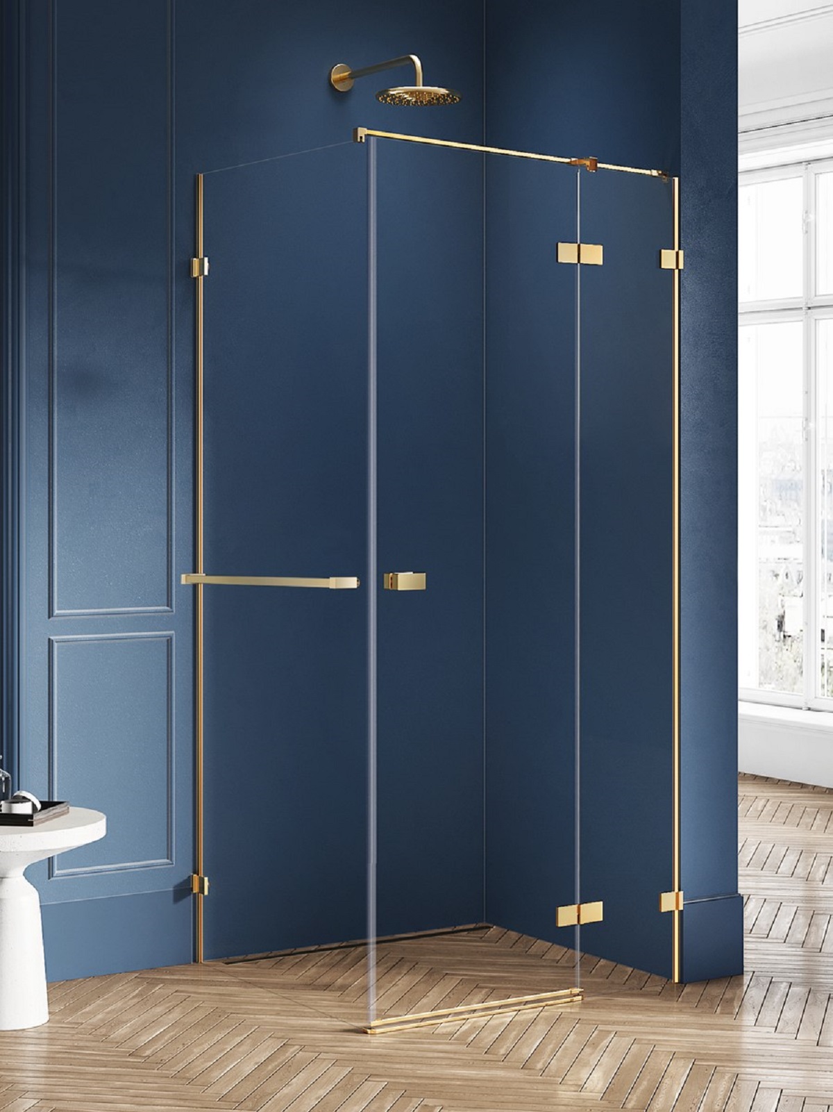 New Trendy Avexa Gold Brushed box doccia 100x90 cm rettangolare oro spazzolata/vetro trasparente EXK-3049