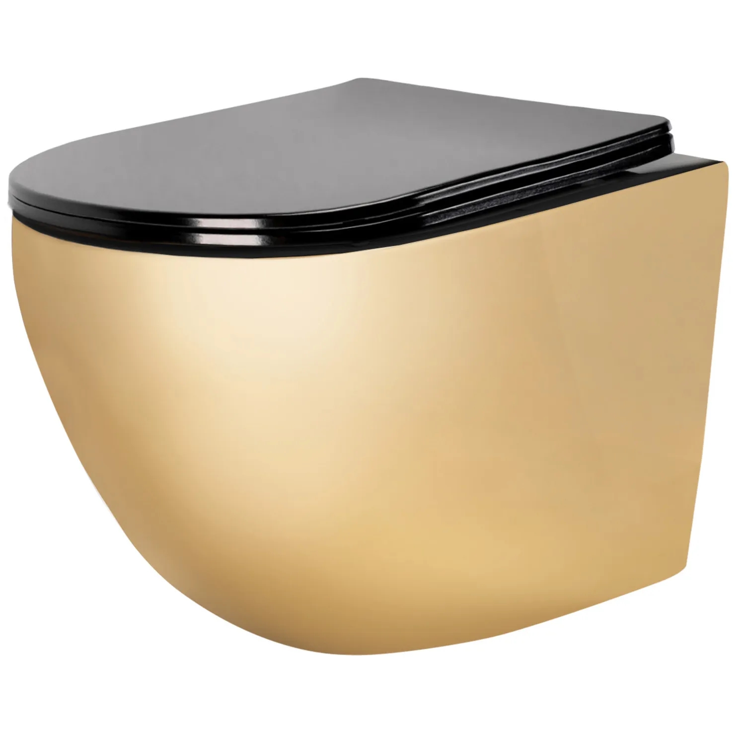 Rea Carlo Mini vaso wc sospeso senza brida nero-oro lucida REA-C8990