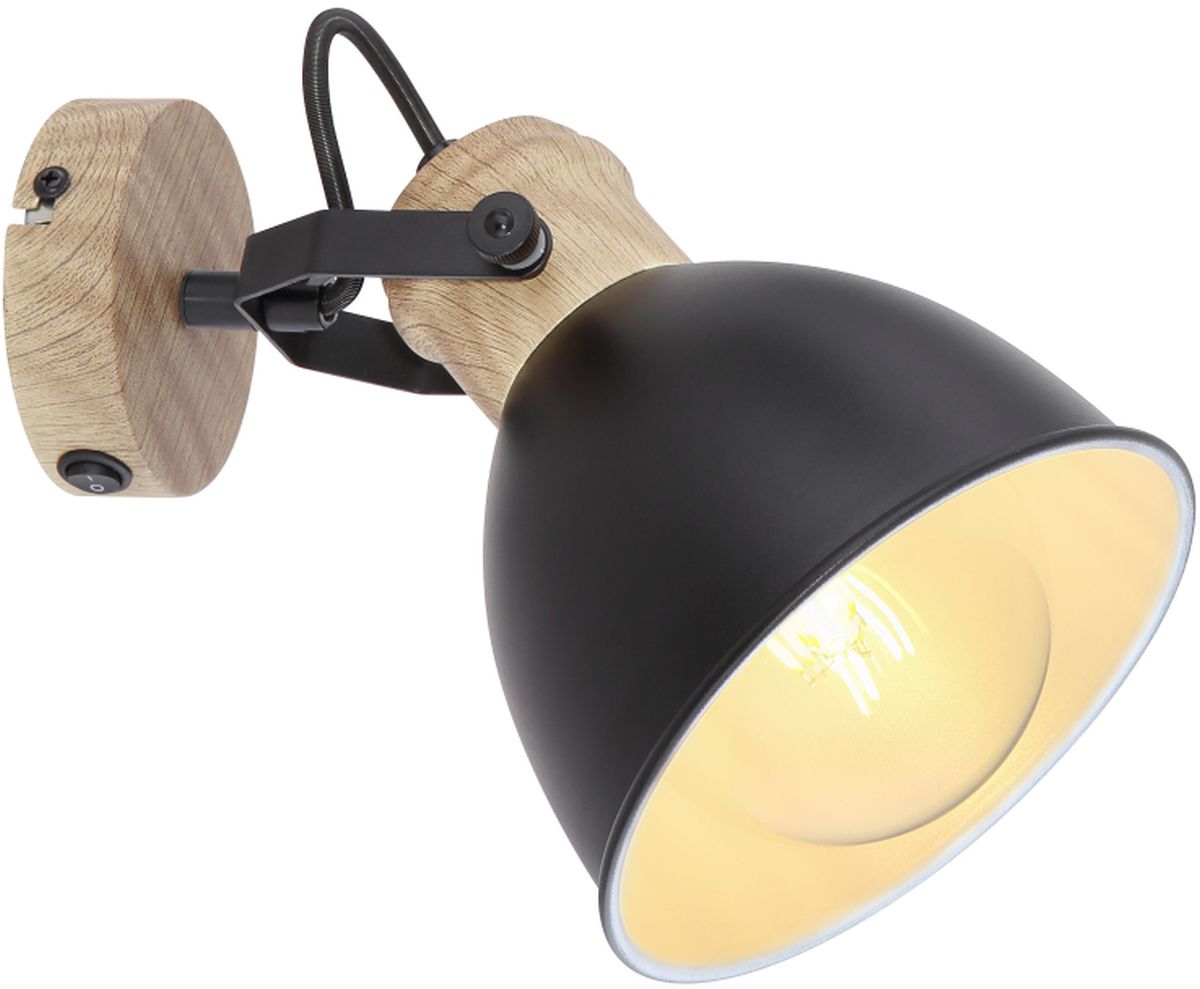 Globo Lighting Wiho lampada da parete 1x40 W nero-legno 54018-1S