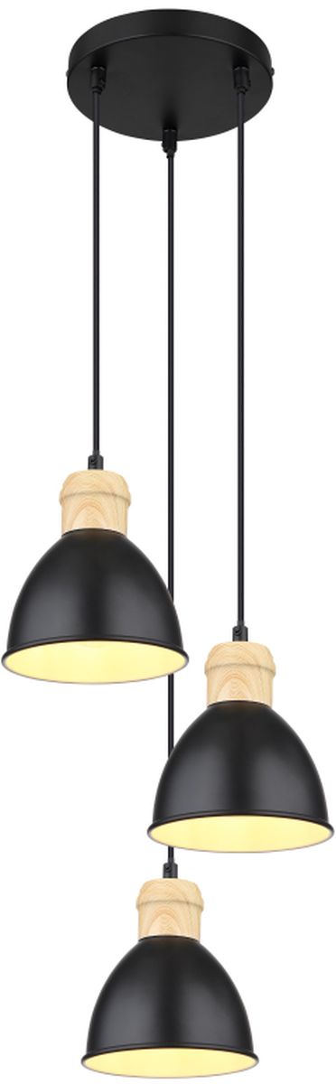 Globo Lighting Wiho lampada sospesa 3x40 W nero-legno 54018-3HS