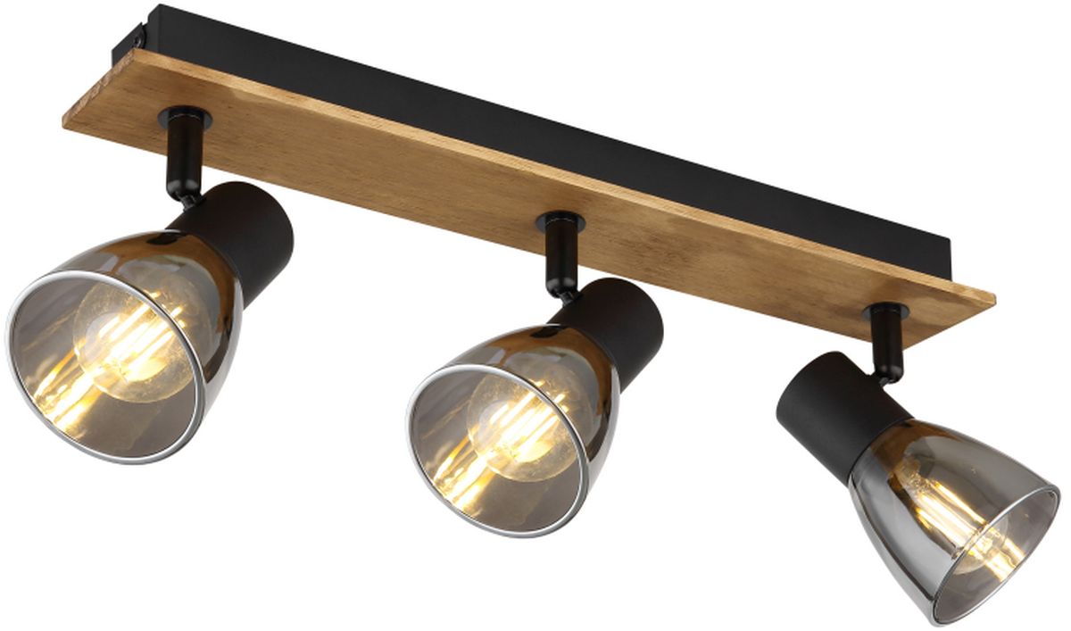 Globo Lighting Claude lampada da soffitto 3x40 W nero-fumé-legno 54307-3W