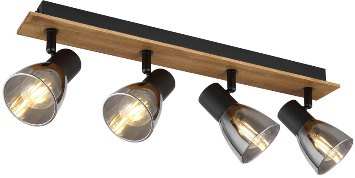 Globo Lighting Claude lampada da soffitto 4x40 W nero-fumé-legno 54307-4W