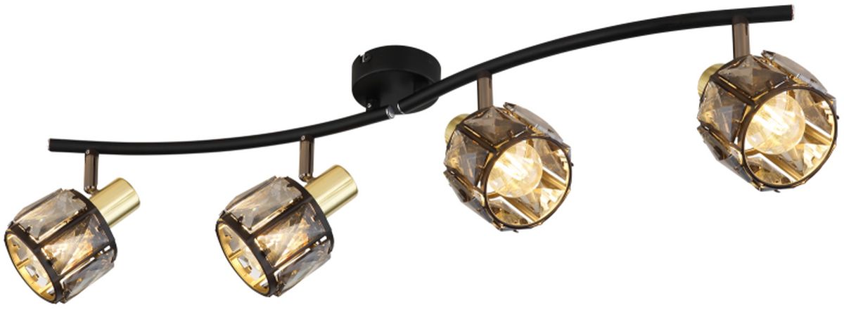 Globo Lighting Indiana lampada da soffitto 4x40 W nero-fumé-oro 54357-4B