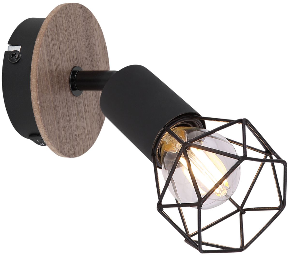 Globo Lighting Xara I lampada da parete 1x40 W nero-legno 54802S-1H