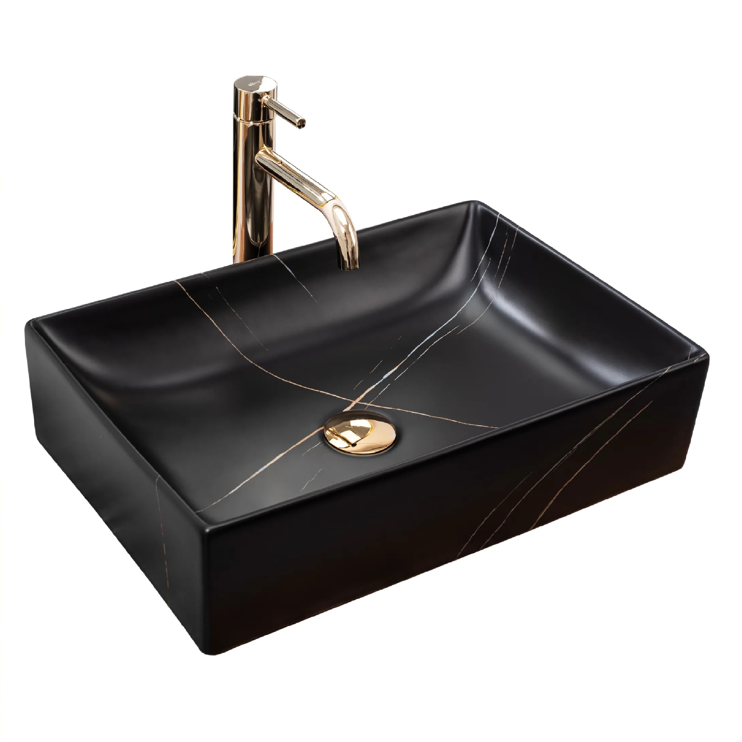 Rea Inga lavabo 51x34.5 cm rettangolare da appoggio nero REA-U8006