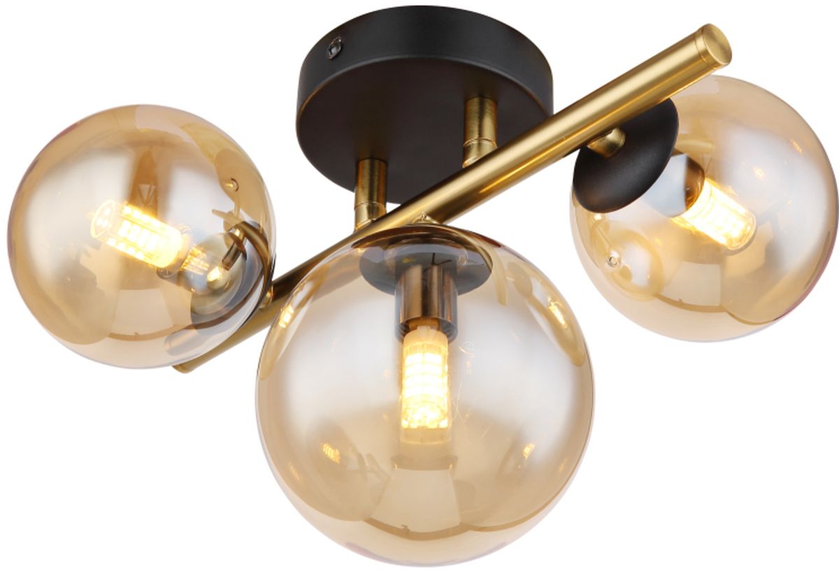 Globo Lighting Riha lampada da parete 3x3.5 W nero-oro -ambra 56135-3W