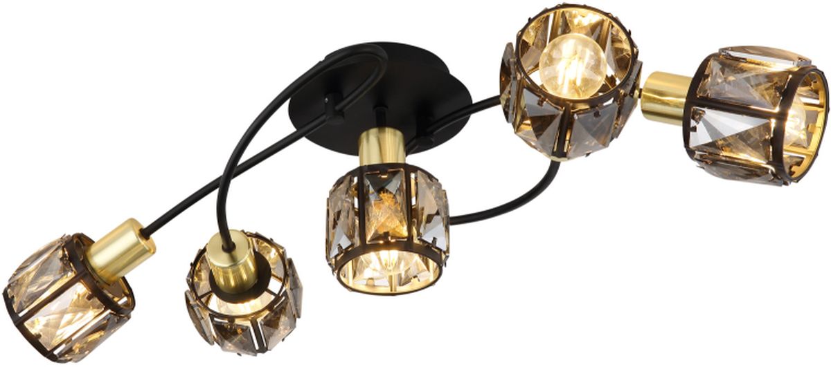 Globo Lighting Indiana lampada da soffitto 5x40 W nero-fumé-oro 54357-5B