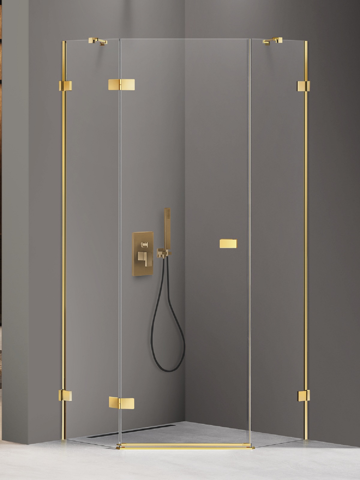 New Trendy Avexa Gold Shine box doccia 90x90 cm oro lucida/vetro trasparente EXK-3842