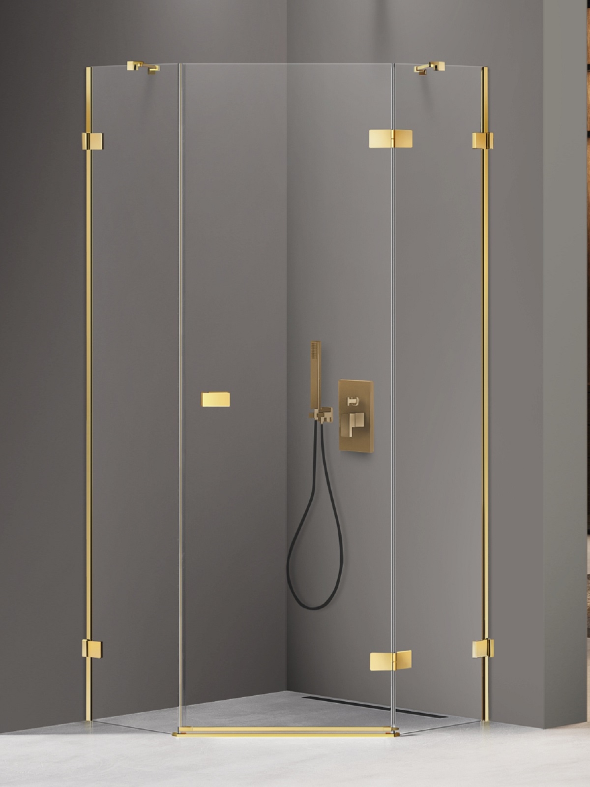 New Trendy Avexa Gold Shine box doccia 90x90 cm oro lucida/vetro trasparente EXK-3843
