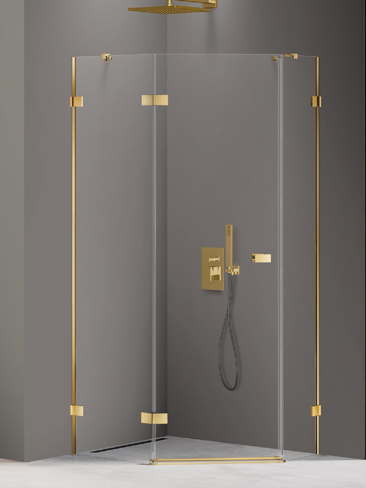 New Trendy Avexa Gold Shine box doccia 100x80 cm oro lucida/vetro trasparente EXK-3848