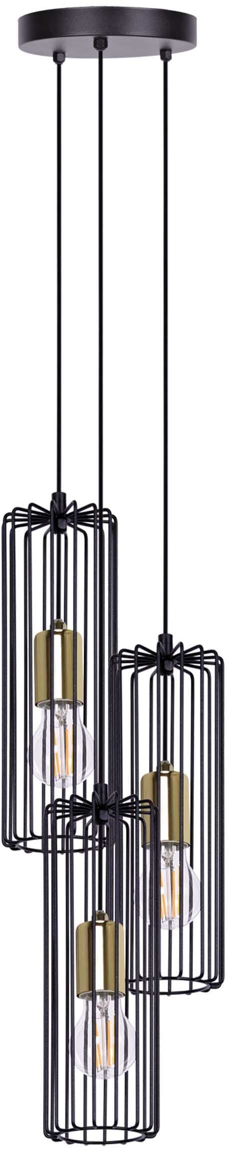 Kaja Gabia lampada sospesa 3x60 W nero-oro K-4937