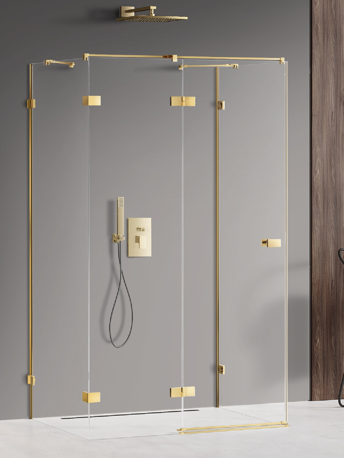 New Trendy Avexa Gold Shine box doccia 120x110 cm rettangolare oro lucida/vetro trasparente EXK-2122