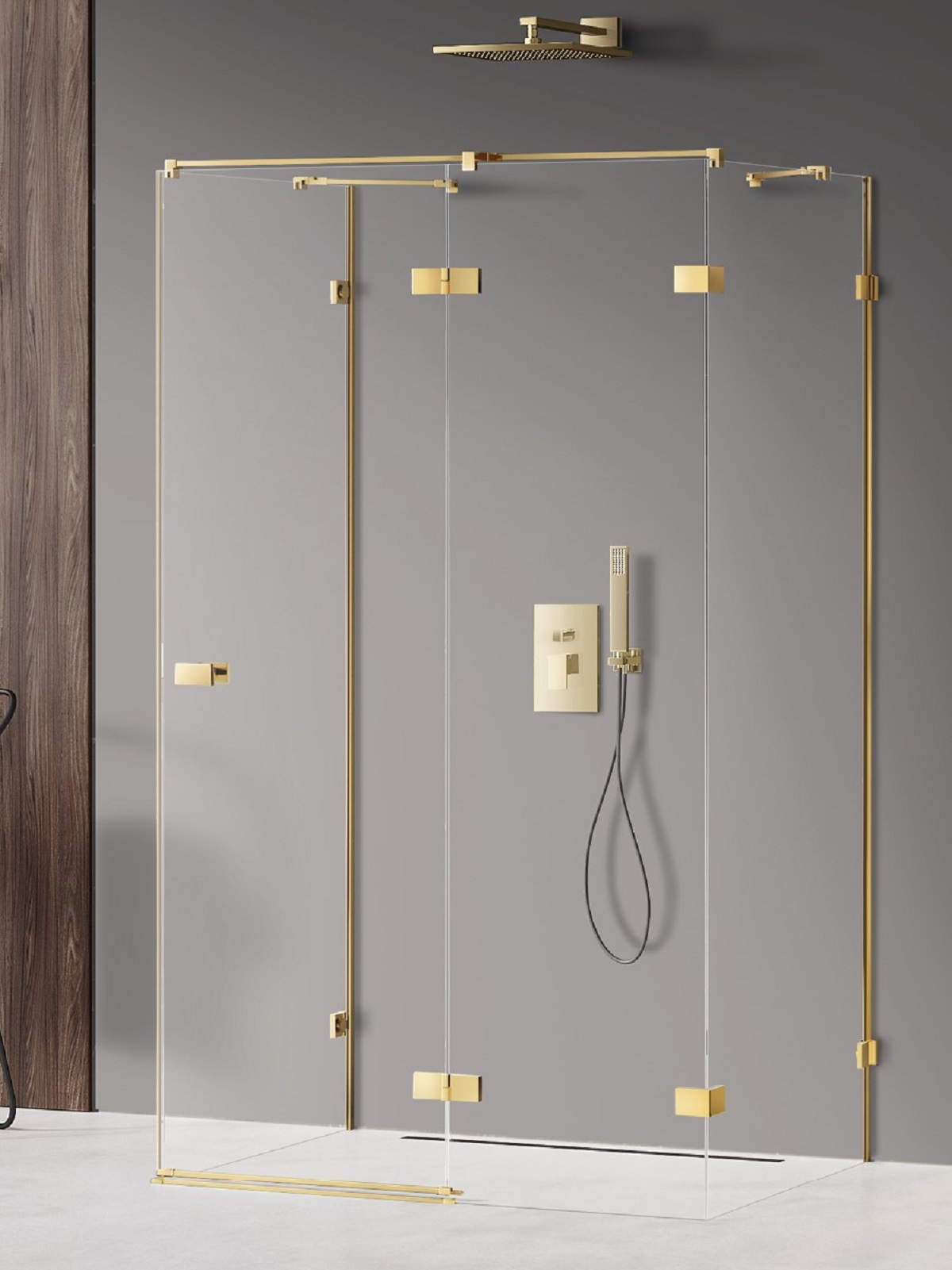 New Trendy Avexa Gold Shine box doccia 120x100 cm rettangolare oro lucida/vetro trasparente EXK-2151