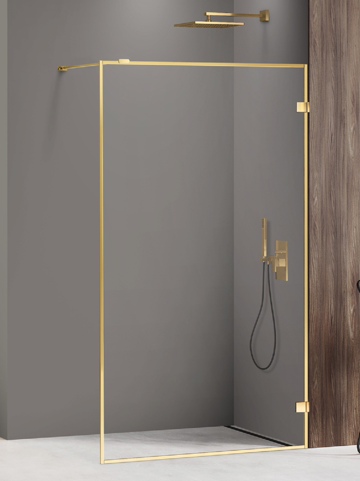 New Trendy Avexa Gold Shine parete doccia walk-in 60 cm oro lucida/vetro trasparente EXK-2157