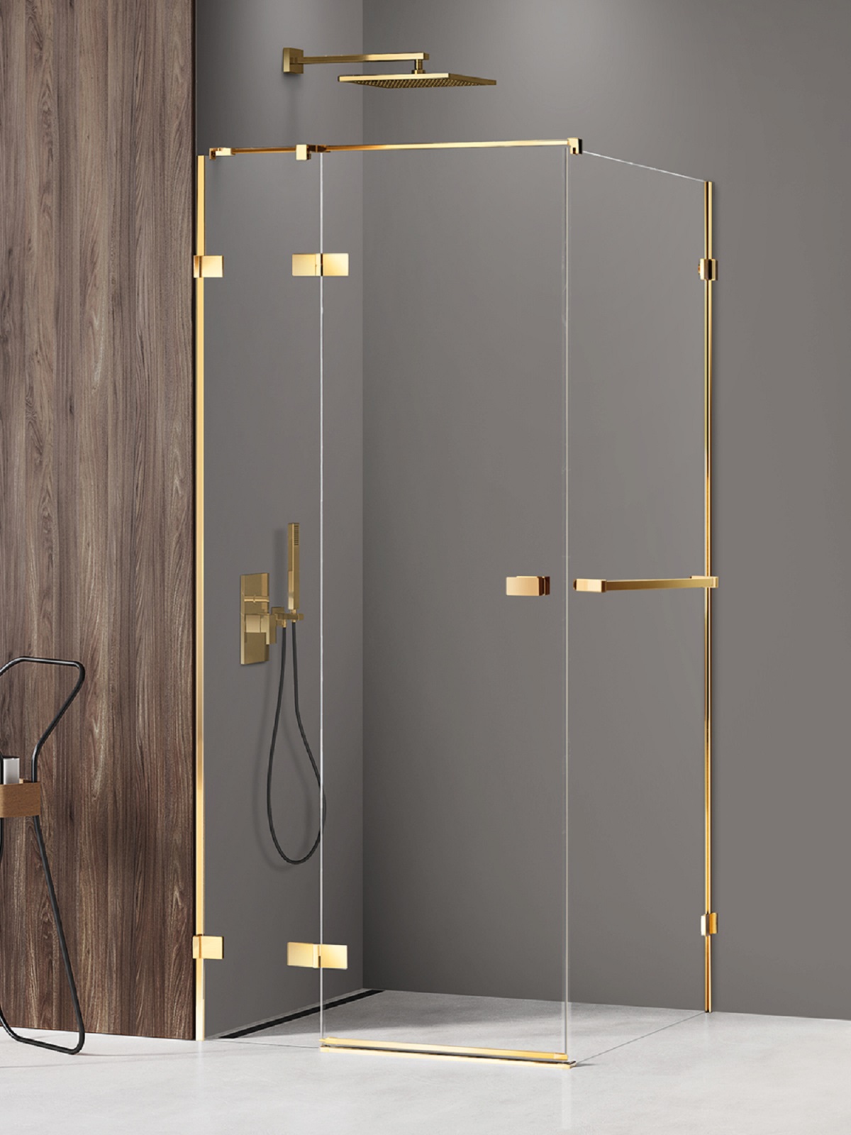 New Trendy Avexa Gold Shine box doccia 120x100 cm rettangolare oro lucida/vetro trasparente EXK-3179