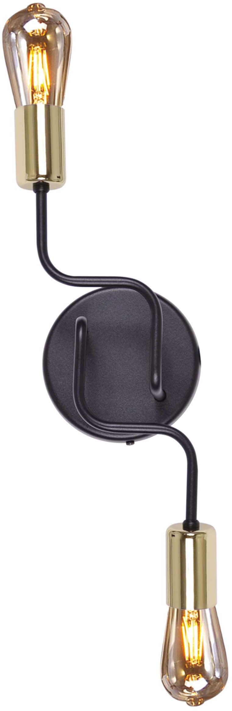 Kaja Kuga lampada da parete 2x60 W nero-oro K-4945