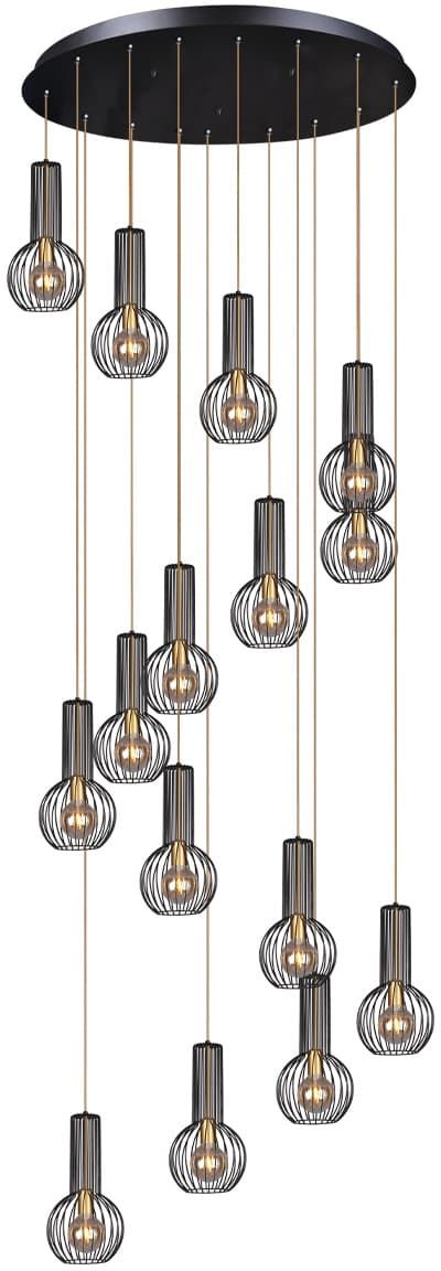 Kaja Arvi Black lampada sospesa x60 W nero-oro KP-15