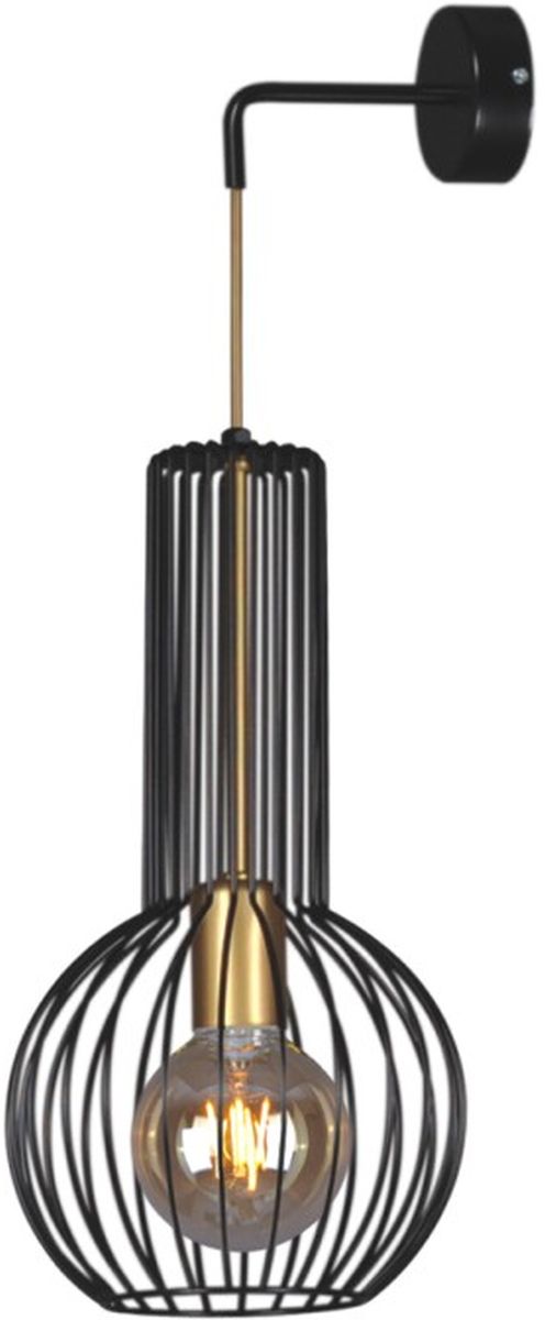 Kaja Arvi Black lampada da parete 1x60 W nero-oro K-4523