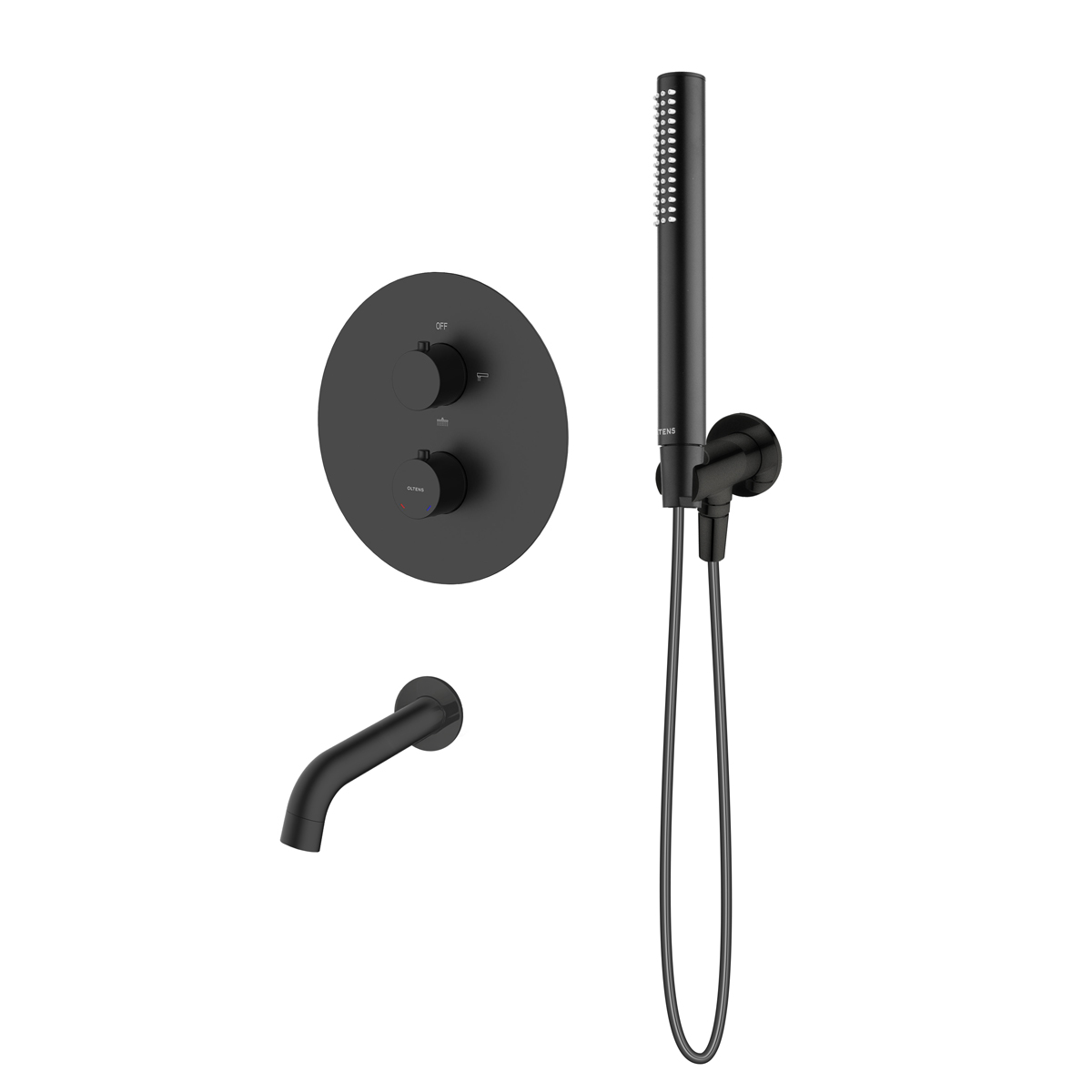 Set rubinetto per vasca e doccia Oltens Katla 34600300, bocca di erogazione per rubinetto Oltens Molle 39100300, 39304300, 37102300, 37200300