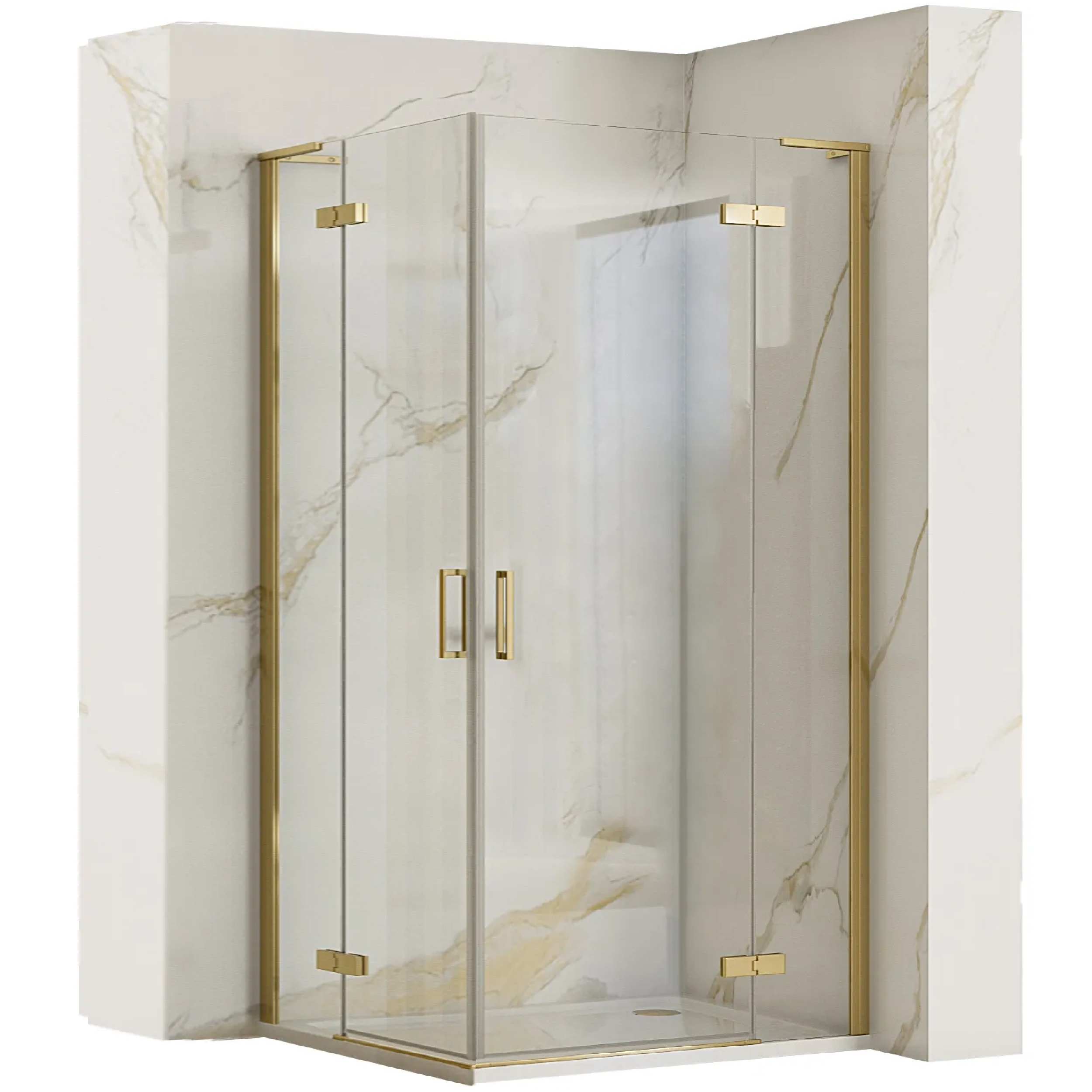 Rea Hugo box doccia 90x90 cm quadrato oro spazzolata/vetro trasparente REA-K6609